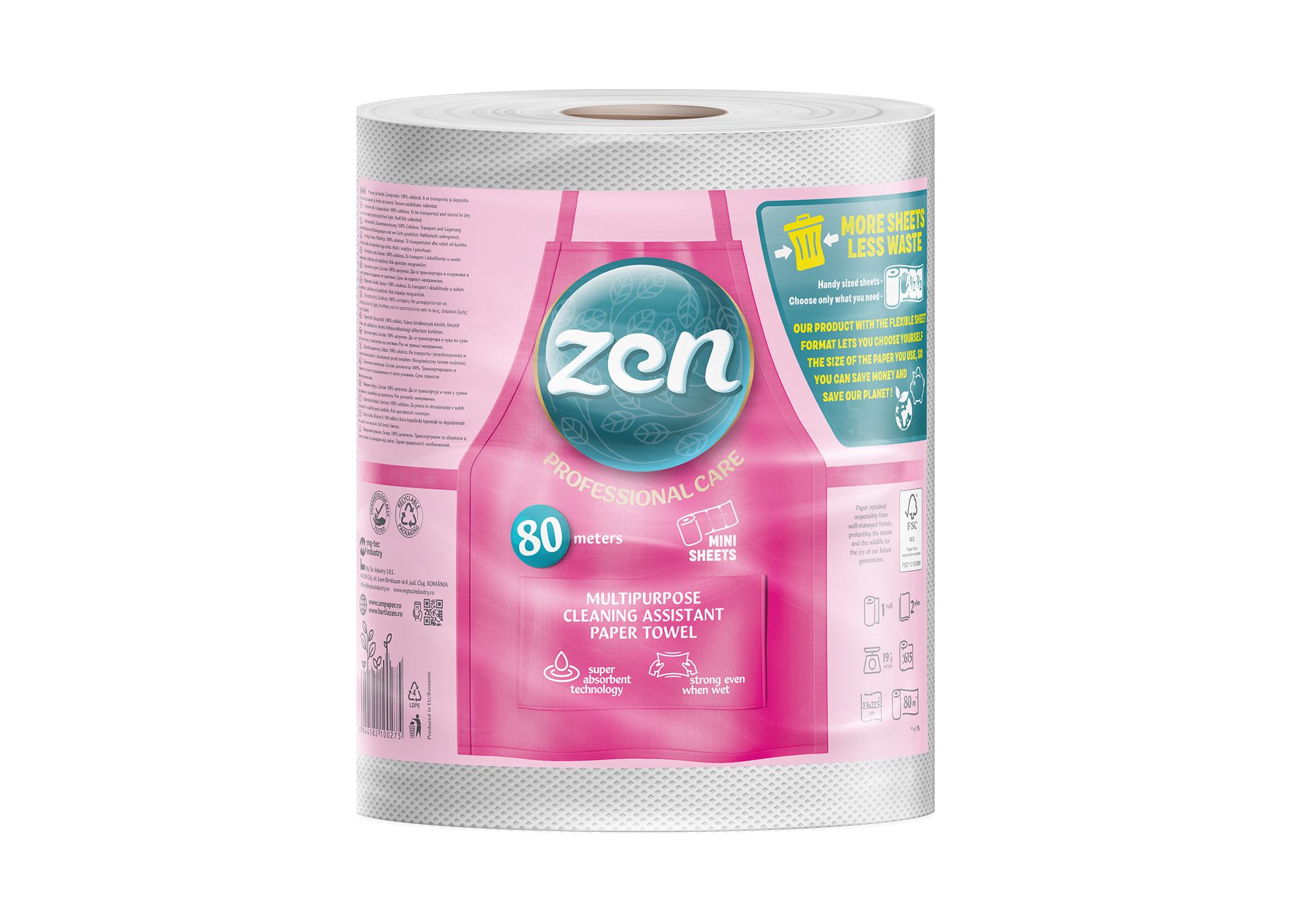 PROFESSIONAL TOWEL ZEN 3-PLY, 1 ROLL, 615 SHEETS - 80M