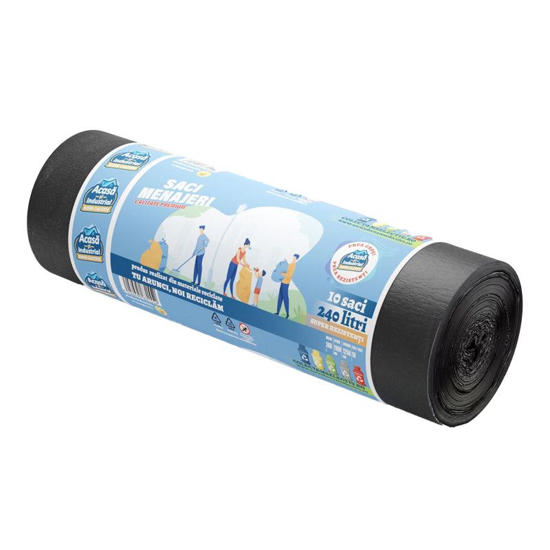 BLACK HOUSEHOLD BAGS 240 LITERS 800 GR